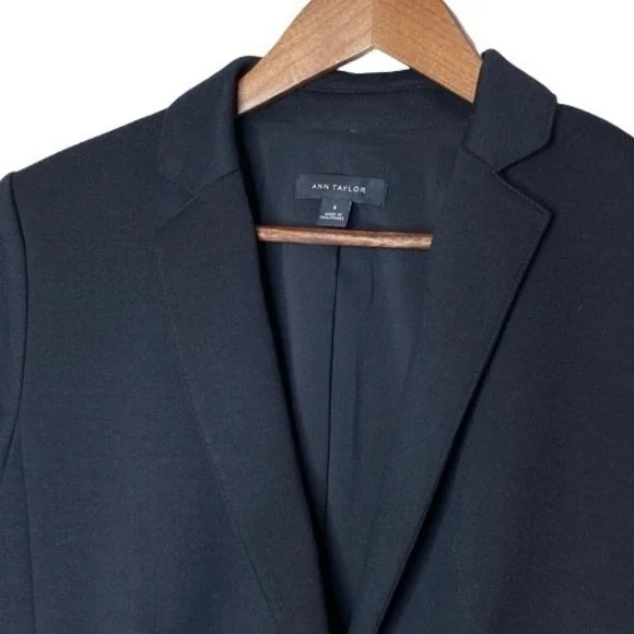 Ann Taylor Womens Tailored Career Blazer Size 8 Black Classic Timeless Office - Picture 4 of 11